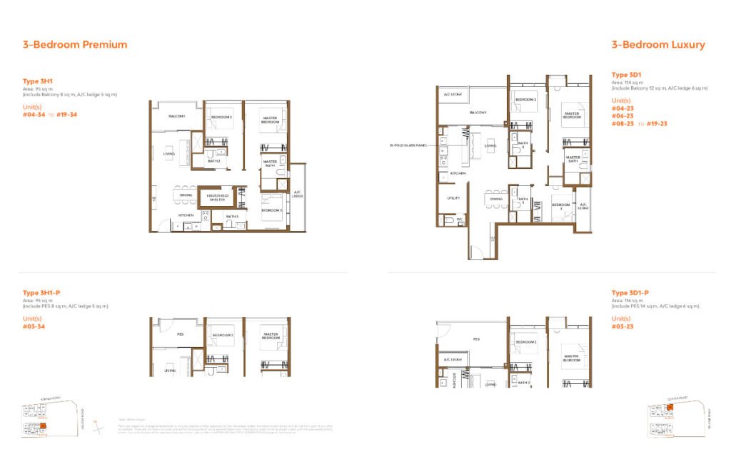 The Collective at One Sophia 3 Bedrooms Floor Plan